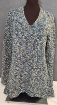 J Jill Sz M Multicolor Eyelash Boucle Knit V-Neck Cotton Blend Pullover ... - £20.69 GBP