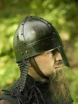 Medieval Viking Nasal Helmet Armor Reenactment Costume Sac Lerp Armor - £73.18 GBP