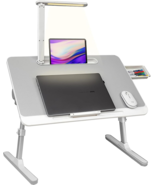 Portable Bed Table Desk, LED Light And Drawer, Adjustable Stand for Bed,... - £102.29 GBP