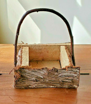 Handmade Natural Real Wood Tree Bark Decorative Basket with Handle - £16.24 GBP