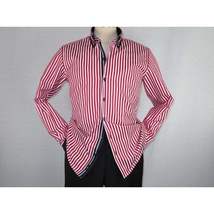Men Makrom Shirt Cotton Blend wrinkle less Double collar Stripe 6493 red white image 3