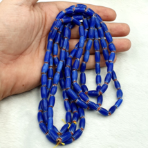 3 Vintage BLUE Chevron Beads Venetian African Style 13.5mmx7mm Beads Lon... - $72.75