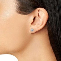 One Carat Round Diamond Alternatives Stud Earrings 14kt White Gold over ... - $23.27