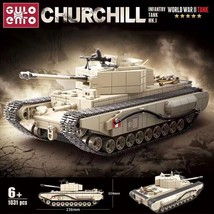 WW2 Churchill Infantry UK Tank Building Blocks Military MOC Brick Model Kids Toy - £53.80 GBP