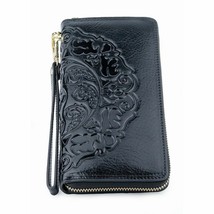 Long Leather Women Wallet Flower Pattern Ladies Handbag Purse Hand Rope ... - £44.88 GBP