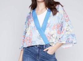 Charlie B printed overlap blouse in Lilypad - size M - $41.58