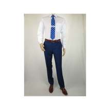 Mens Mantoni Flat Front Trousers Wool Super 140s Classic Fit 40901 French Blue image 3