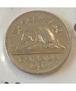 CANADA 1964 FIVE CENT Coin - BEAVER Issue - Authentic UNCIRC Collectible! - $4.78 CAD