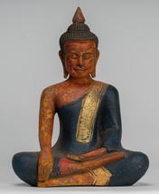 Antico Khmer Stile Se Asia Seduta Legno Illuminazione Budda Statua - - £198.53 GBP
