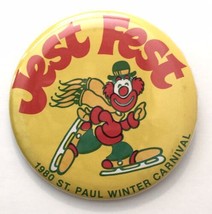 Vtg 1980 St. Paul Winter Carnival Jest Fest 2.25&quot; Pinback Button Pin Clo... - $12.00