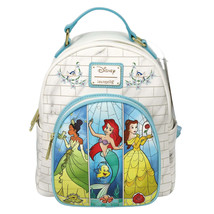 Loungefly Disney Princess Tiana, Ariel, Belle Stain Glass Mini Backpack - £79.82 GBP