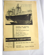 1960 Two Page UK Ad Blundell &amp; Crompton Ship Repairers &amp; General Electri... - $8.99