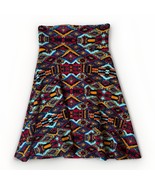 Lularoe A Line Skirt Small Black Orange Red Geometric Print Stretch Knee... - $254.68 MXN