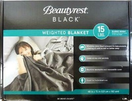 Beautyrest Black Weighted Blanket 15lbs Quilted 48&quot; x 72&quot; Color Gray - £55.94 GBP