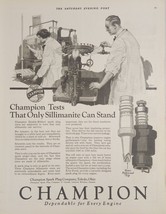 1924 Print Ad Champion Spark Plugs Engineers Testing Sillimanite Toledo,Ohio - £16.34 GBP