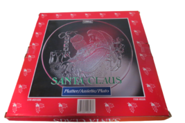 Vintage Libbey Serving Platter Santa Claus Christmas Noel Etched Glass 1... - £16.18 GBP