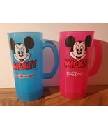 Vintage Mickey Mouse Super 22 Cup Walt Disney World Lot Of 2 Blue Pink - £17.97 GBP