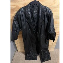 VTG Y2K Women's Pelle Leather Jacket Trench Coat Black Petite Medium   - $45.00