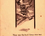 Comic Girl On Swing Riley Quote Thems Was the Best Times 1910 DB Postcard - £5.44 GBP