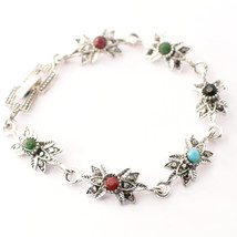 Multi Cut-Stone Gemstone Fashion Ethnic Marcasite Bracelet Jewelry 7-8&quot; SA 1334 - £3.18 GBP