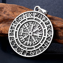 Mens Viking Vegvisir Mjolnir Compass Amulet Compass Pendant Necklace Braid Chain - £10.32 GBP