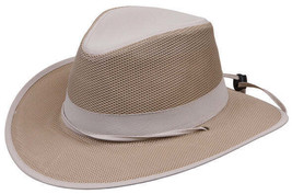 Unisex Tan LW13 Lightweight Breezer Safari Hat Poly Mesh 4&quot; Crown Chin S... - £27.54 GBP+