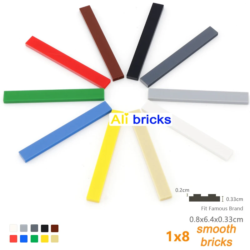 50pcs DIY Building Blocks Figure Bricks Smooth 1x8 10Colors Educational ... - £7.17 GBP