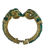 Double Ram Heads Clamper Bracelet Emerald Glass Green Gem Craft Vintage ... - £146.27 GBP