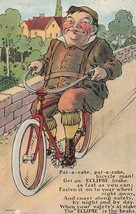 Elmira Ny~Eclipse Morrow Bicycle BRAKE-PAT A CAKE-BOY Bike GRAPHIC~1912 Postcard - £19.01 GBP