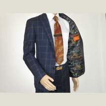Men TALLIA Suit Wool Blend English Plaid Classic 2Button VDVA2SVX0013 Blue Brown image 4
