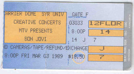 Bon Jovi 1989 Vintage Ticket Stub Syracuse Carrier Dome Concert Mtv Pres... - £7.86 GBP