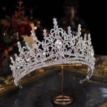 Baroque  Bling Crystal Heart Bridal Tiaras Crown Big Rhinestone Pageant Diadem B - £21.78 GBP