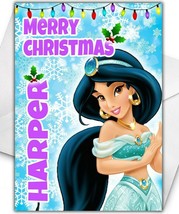 PRINCESS JASMINE Personalised Christmas Card - Disney Aladdin Christmas Card - $4.10
