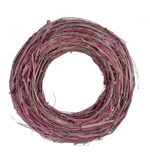 New Natural Wreath, Braun / Pink, 14 5/8x14 5/8x3 5/16in, Handmade, Germany - £52.65 GBP