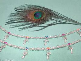 Indian Kundan Jewelry Set Silver Plated Payal Pajib Payjeb Anklet Jewell... - £11.96 GBP
