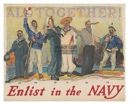 WW1 War Time Recruitment Poster U.S. Navy &quot;All Together&quot; 8X10 Photo - £6.66 GBP