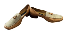 Etienne Aigner Tassel Loafers Womens 8.5 Narrow Paisley Front Panel Light Tan - £13.55 GBP