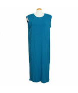 EILEEN FISHER Jewel Blue Viscose Jersey Cap Sleeve Shift Midi Dress M - $149.78 CAD