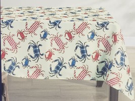 Fabric Tablecloth, 60&quot;x84&quot;Oval, PATRIOTIC,USA FLAG COLORED CRABS, Star S... - £19.70 GBP