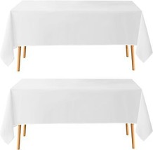 White Tablecloth 90 x 132 Inch 2 Pack Rectangle Tabelcloths Stain Wrinkl... - £41.39 GBP