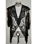 ANTIQUE BLACK LACE BELLE EPOQUE EVENING OVER-JACKET, UNLINED - WIDE SHAW... - $67.77 CAD