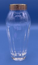 VNTG Lenox Ribbed Lead Crystal Vase Gold Scroll Trim 6 1/2”Elegant Classic - £14.73 GBP