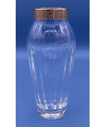 VNTG Lenox Ribbed Lead Crystal Vase Gold Scroll Trim 6 1/2”Elegant Classic - $18.59