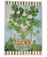 Lucky St. Patrick&#39;s Day Shamrocks Irish Garden House Flag 28x40&quot; Green F... - £18.87 GBP