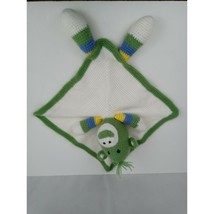 Monkey Lovey Blanket Baby Soother Crocheted Monkey Green &amp; White - £15.25 GBP