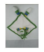 Monkey Lovey Blanket Baby Soother Crocheted Monkey Green &amp; White - £15.48 GBP