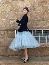 Light BLUE Tiered Tulle Skirts Women's Layered Tulle Skirt Holiday Skirt Outfit  image 10