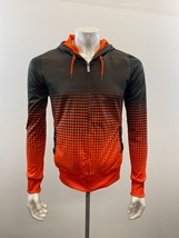 BENCH Men&#39;s Full Zip Hoodie Size Medium Orange Gray Patterned Long Sleev... - £9.23 GBP