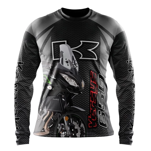 Kawasaki Versys Black Tshirt - Long Sleeve High Quality Sublimation Cust... - $1,197.85 MXN