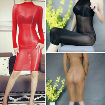 Sexy Oil Shiny Sheer Bodystockings Women Transparent Shaping Long Dress Tights - £13.58 GBP